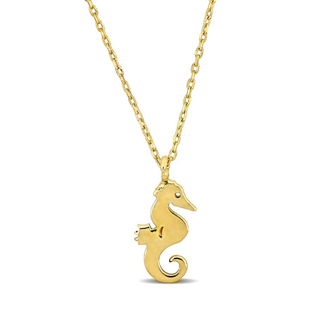 Seahorse Pendant with Chain // 14k Yellow Gold // 17" (5.5)