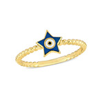 Enamel Star Shape Evil Eye Ring // 14k Yellow Gold // Turquoise (7.5)