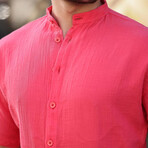 Crewneck Muslin Short Sleeve Shirt // Pomegranate (M)