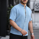 Crewneck Muslin Short Sleeve Shirt // Cold-Blue (XL)