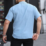 Crewneck Muslin Short Sleeve Shirt // Cold-Blue (XL)