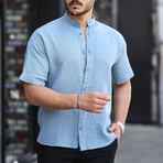 Crewneck Muslin Short Sleeve Shirt // Cold-Blue (M)