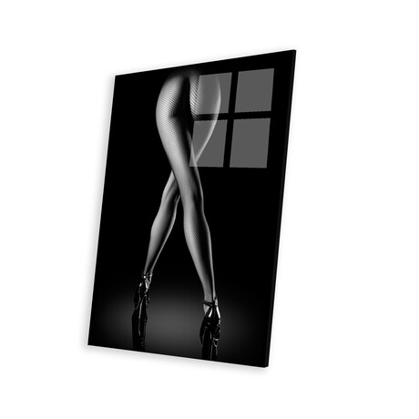 Legs In Fishnet Stockings IV Print on Acrylic Glass by Johan Swanepoel (16"H x 24"W x 0.25"D)