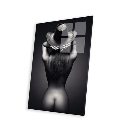 Nude Woman Cowboy Hat II Print on Acrylic Glass by Johan Swanepoel (16"H x 24"W x 0.25"D)