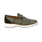 Megaball// Tuxedo Canvas & Leather Slip-on Shoes // Green (US: 10)