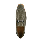 Megaball // Textile-Printed & Leather Buckle Loafers Shoes // Green (US: 10.5)