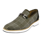 Megaball // Textile-Printed & Leather Buckle Loafers Shoes // Green (US: 9.5)