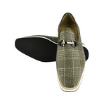 Megaball// Tuxedo Canvas & Leather Slip-on Shoes // Green (US: 13)