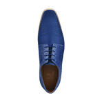 Gutta // Leather And Textile Lizard Print Casual Derby Shoes // Royal Blue (US: 10.5)