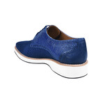 Gutta // Leather And Textile Lizard Print Casual Derby Shoes // Royal Blue (US: 9.5)