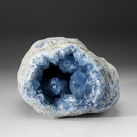 Blue Celestite Cluster Geode From Madagascar