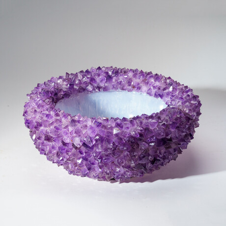 Genuine Amethyst Crystal Cluster Large Bowl