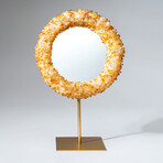 Genuine Citrine Crystal Cluster Mirror on Stand