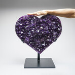 Genuine Amethyst Crystal Cluster Heart on Stand from Brazil