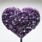 Genuine Amethyst Crystal Cluster Heart on Stand from Brazil