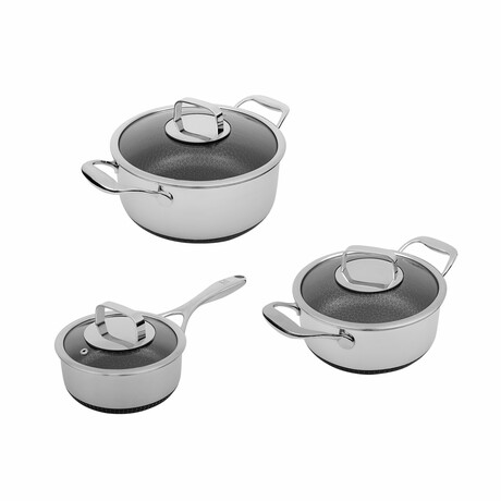 DiamondClad by Livwell 6pc Hybrid Nonstick Stainless Steel Pot and Saucepan Set