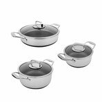 DiamondClad by Livwell 6pc Hybrid Nonstick Stainless Steel Pot Set