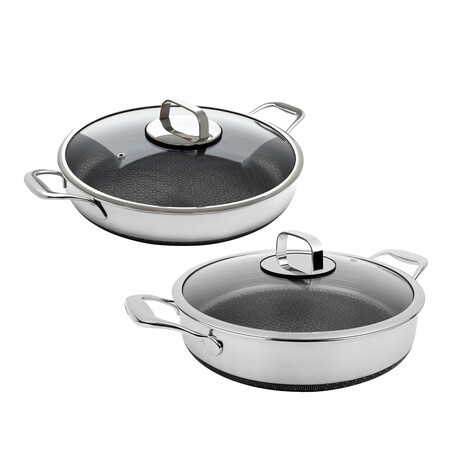 DiamondClad by Livwell 4pc Hybrid Nonstick Stainless Steel Saute Set