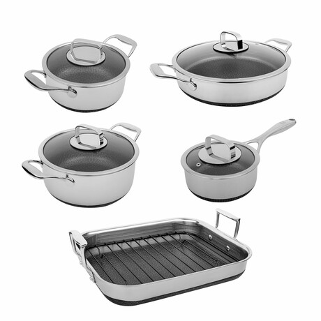 DiamondClad by Livwell 10pc Hybrid Nonstick Stainless Steel Cookware Set