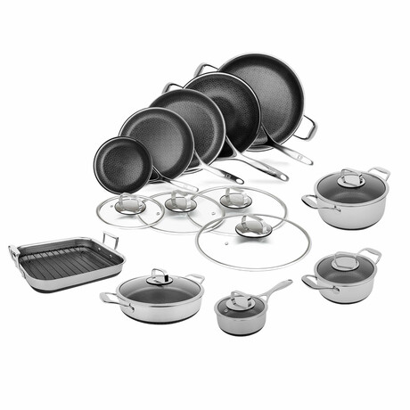 DiamondClad by Livwell 19pc Hybrid Nonstick Stainless Steel Cookware Set