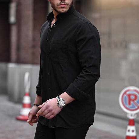 Flam Linen Single Pocket Shirt // Black (S)