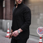 Flam Linen Single Pocket Shirt // Black (S)