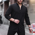 Flam Linen Single Pocket Shirt // Black (XL)