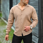 Oversize Muslin Fabric Shirt // Beige (M)