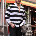 Striped Muslin Washed Shirt // Black (L)