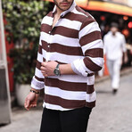 Striped Muslin Washed Shirt // Brown (M)