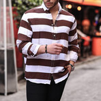 Striped Muslin Washed Shirt // Brown (S)