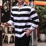 Striped Muslin Washed Shirt // Black (L)