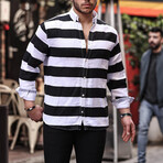 Striped Muslin Washed Shirt // Black (M)