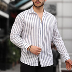 Oversize Striped Satin Shirt // White (S)