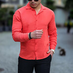 Oversize Muslin Fabric Shirt // Red (L)