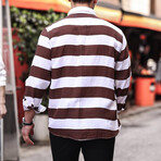 Striped Muslin Washed Shirt // Brown (XL)