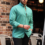 Flam Linen Single Pocket Shirt // Petrol (L)