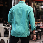 Flam Linen Single Pocket Shirt // Petrol (M)