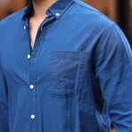 Flam Linen Single Pocket Shirt // Navy (L)