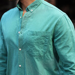 Flam Linen Single Pocket Shirt // Petrol (L)