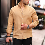 Crinkle Cotton Linen Shirt // Beige (S)