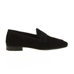 Genuine Suede Leather Penny Loafers // Black (Euro: 45)