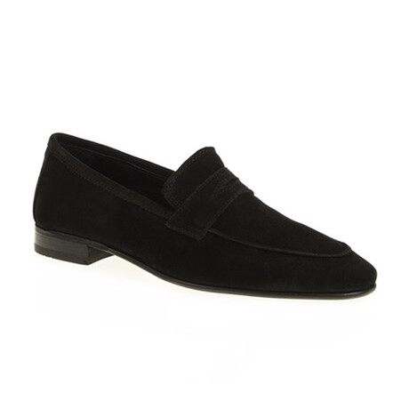 Genuine Suede Leather Penny Loafers // Black (Euro: 40)