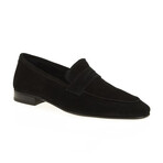 Genuine Suede Leather Penny Loafers // Black (Euro: 43)