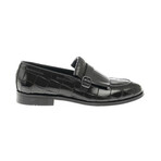 Genuine Leather Fringed Shoes // Crocodile Pattern // Black (Euro: 41)