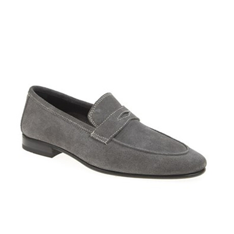 Genuine Suede Leather Penny Loafers // Gray (Euro: 40)