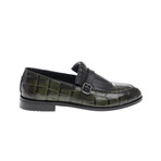 Genuine Leather Fringed Shoes // Crocodile Pattern // Green (Euro: 42)