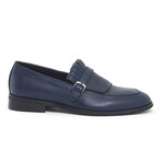 Genuine Leather Fringed Shoes // Navy Blue (Euro: 40)