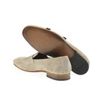 Genuine Suede Leather Double Monk Strap Detailed Shoes // Beige (Euro: 45)