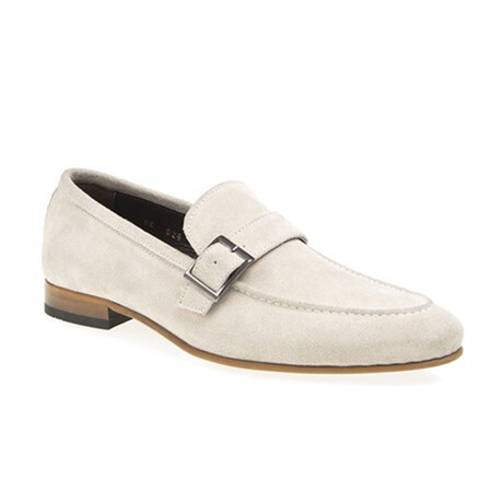 Genuine Suede Leather Single Monk Strap Shoes // Beige (Euro: 40)